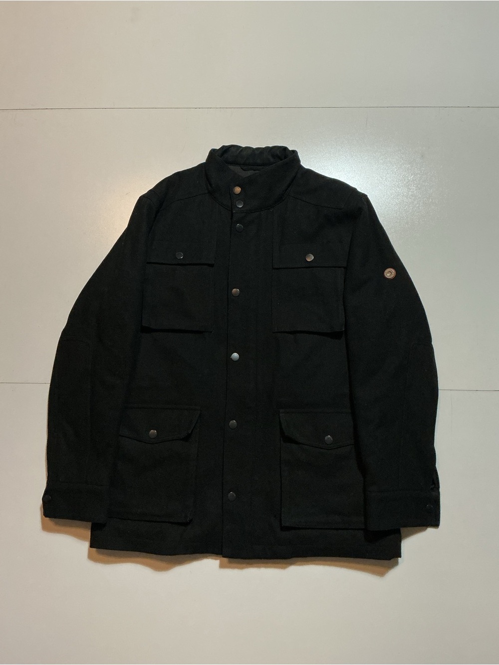 Ben Sherman Black Wool Field Wool Blend Utility Multipocket Military Jacket